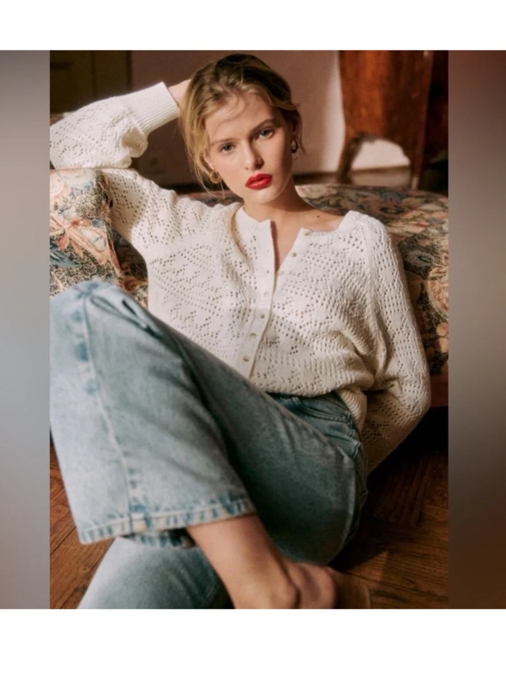 Sezane Capucine Cardigan in White